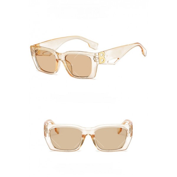 Ретро квадратни дамски слънчеви очила с декорация “B” на дръжките 12