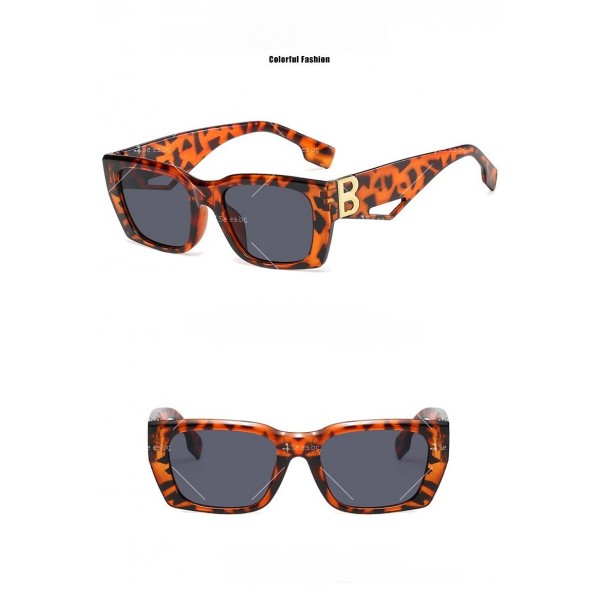 Ретро квадратни дамски слънчеви очила с декорация “B” на дръжките 13