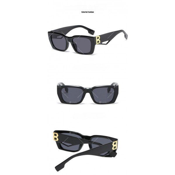 Ретро квадратни дамски слънчеви очила с декорация “B” на дръжките 14