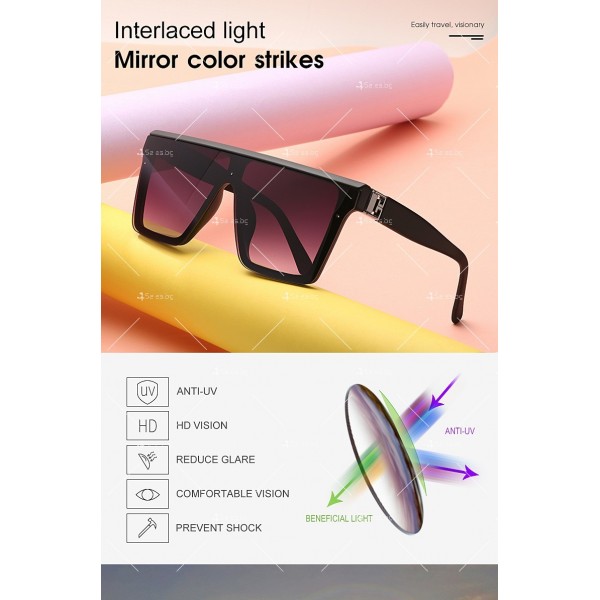 Дамски слънчеви очила с ретро дизайн и права рамка 11