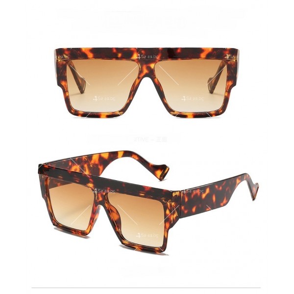 Дамски слънчеви очила с уголемени квадратни стъкла и дебели дръжки 5
