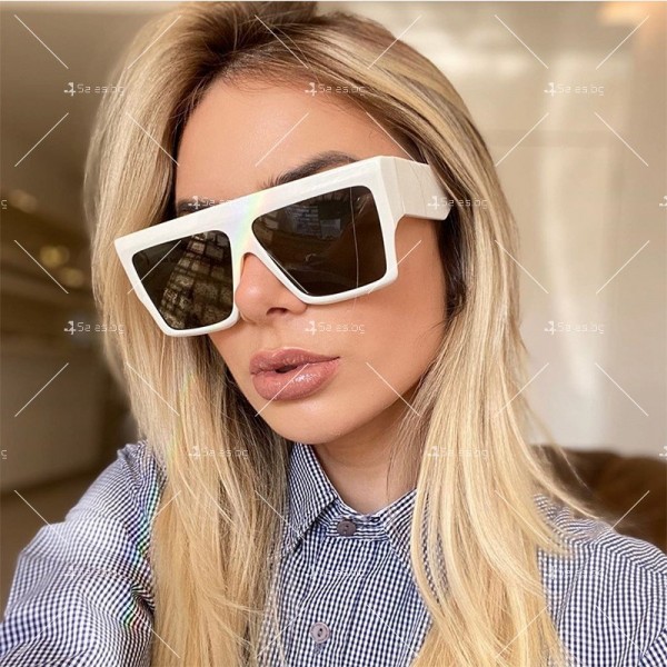 Дамски слънчеви очила с уголемени квадратни стъкла и дебели дръжки 10