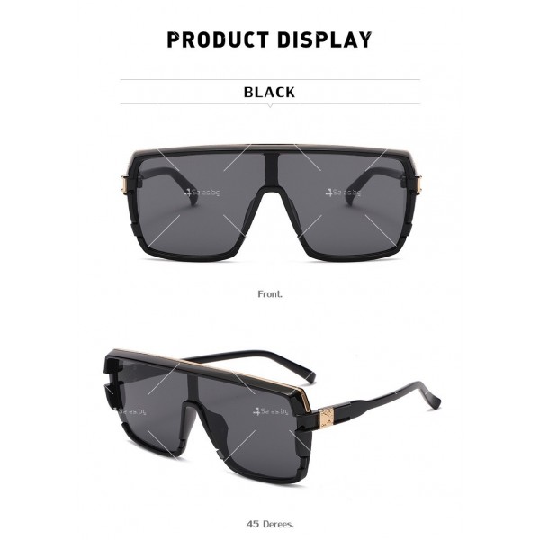 Дамски слънчеви очила с цели стъкла и ефектна рамка 5