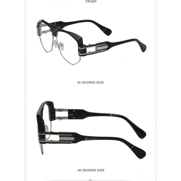 Дамски слънчеви очила с голяма права рамка и ефектни дръжки 18
