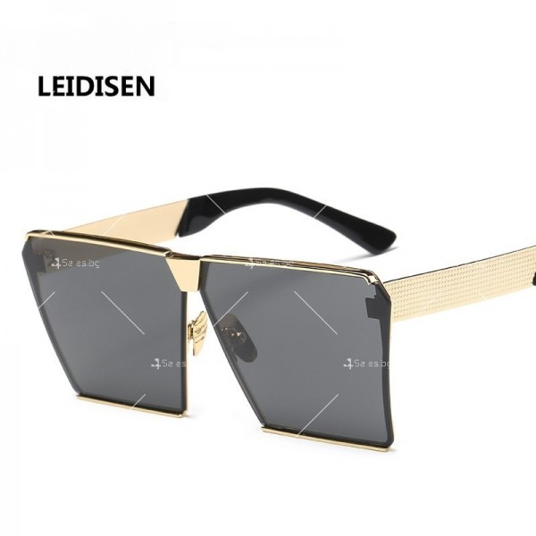 Унисекс слънчеви очила с квадратни стъкла и ефектни дръжки 1