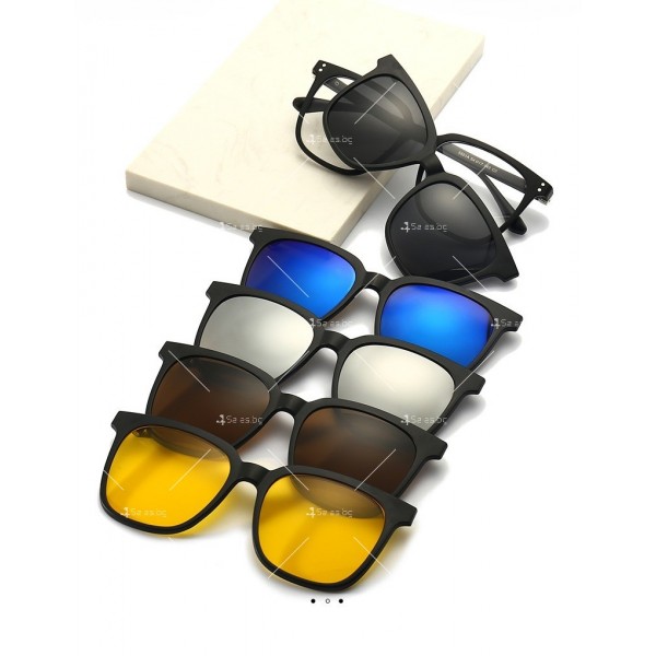 Комплект от слънчеви очила + 5 броя поляризирани стъкла в различни цветове 12