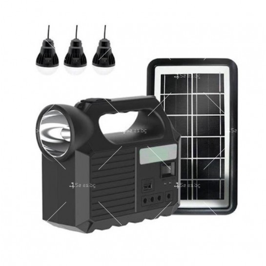 Комплект слънчев панел с генератор, 3 лампи, зарядно за мобилни устройства KH8017