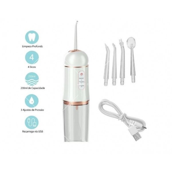 Портативен зъбен душ с мощна водна струя и 4 различни приставки