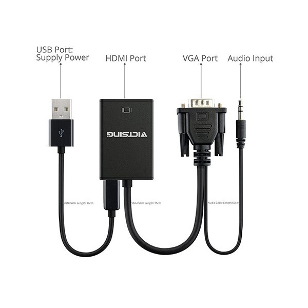 VGA към HDMI 1080P HD Audio TV AV HDTV видео кабел конвертор адаптер CA88 2