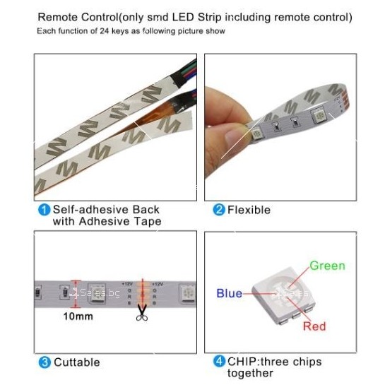 Инфрачервена LED лента с контролен диод, дистанционен режим на управление R LED41