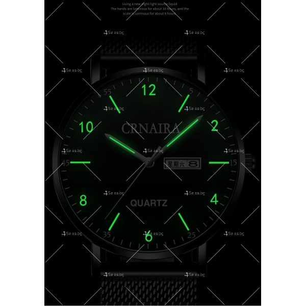 Мъжки кварцов часовник с метална каишка с мрежеста плетка WW23 4