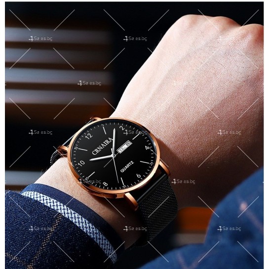 Мъжки кварцов часовник с метална каишка с мрежеста плетка WW23