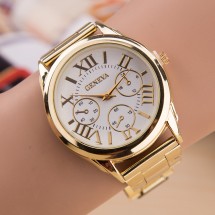Дамски ръчен часовник с кръгъл циферблат в златен цвят WW31