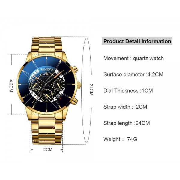 Елегантен стоманен мъжки часовник с метална каишка WW40 10