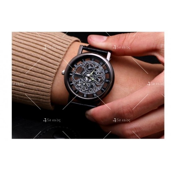 Изискан мъжки ръчен часовник с кварцов механизъм и кожена каишка WW34