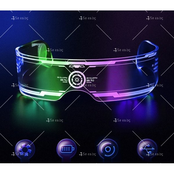 Прозрачни футуристични очила, светещи в тъмното с LED неонови светлини WJ56 5