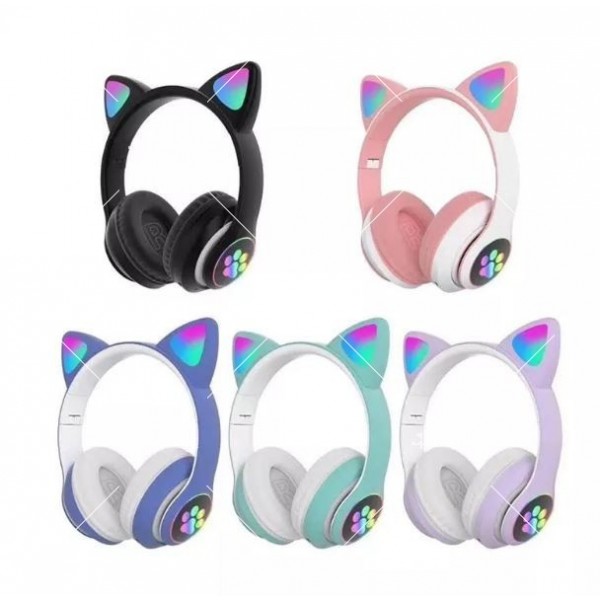 Котешки детски слушалки, Безжични, LED цветни светлини EP95 6