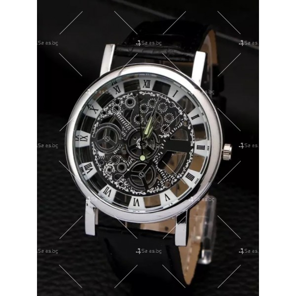 Изискан мъжки ръчен часовник с кварцов механизъм и кожена каишка WW34 7
