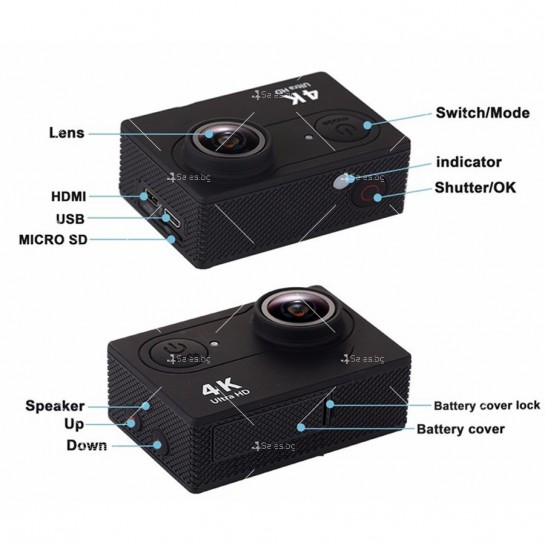 Водоустойчива екшън камера EKEN с 4K , Wi Fi, 12MP, дистанционно SC8