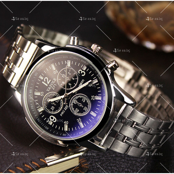 Класически мъжки ръчен часовник с верижка от неръждаема стомана WW16 2
