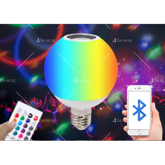 Цветна LED крушка с дистанционно , с 16 цвята, 4 режима  и 5 нива на яркост TV703