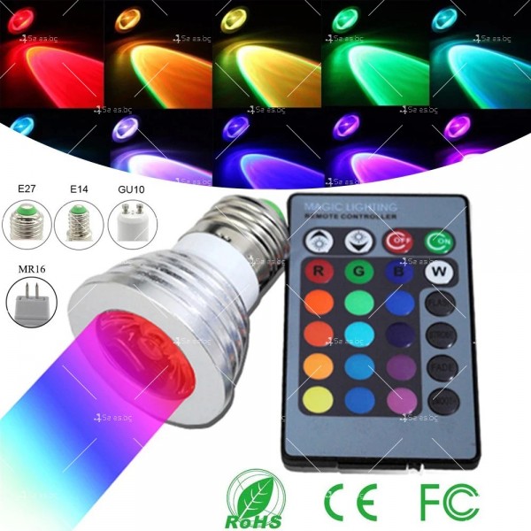 Цветна LED крушка с дистанционно управление 2