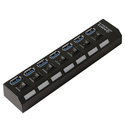 USB разклонител със 7 входа и индивидуални ключове CA63