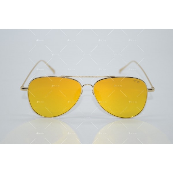 Мъжки слънчеви очила и голямо стъкло отпред, жълт цвят, отстрани златно YJZ18 2