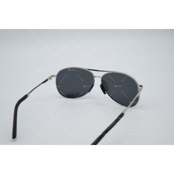 Мъжки слънчеви очила с големи стъкла и тънки стоманени сребърни страни YJZ30 2