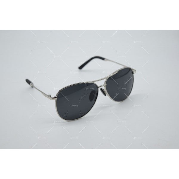 Мъжки слънчеви очила с големи стъкла и тънки стоманени сребърни страни YJZ30 3