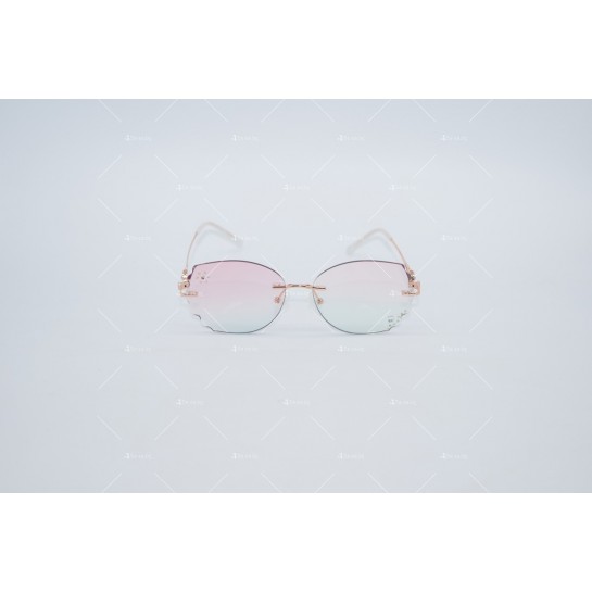 Дамски полигонални слънчеви очила без рамки с изглед с кристални гранули YJZ42