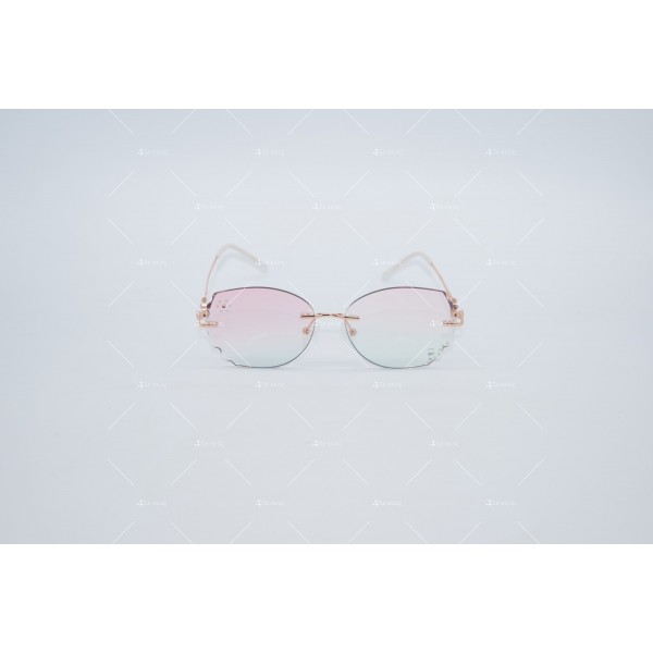 Дамски полигонални слънчеви очила без рамки с изглед с кристални гранули YJZ42 3