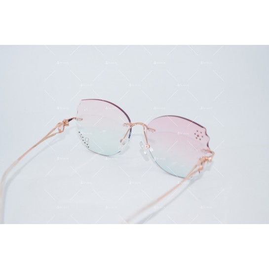Дамски полигонални слънчеви очила без рамки с изглед с кристални гранули YJZ42