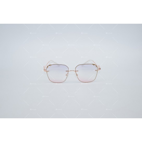 Дамски полигонални слънчеви очила без рамки с изглед с кристални гранули YJZ43