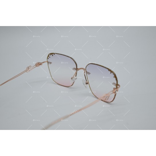 Дамски полигонални слънчеви очила без рамки с изглед с кристални гранули YJZ43