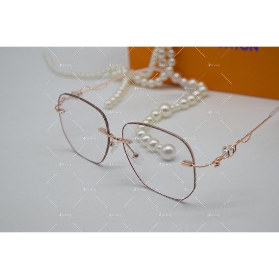 Дамски полигонални слънчеви очила без рамки с изглед с кристални гранули YJZ45