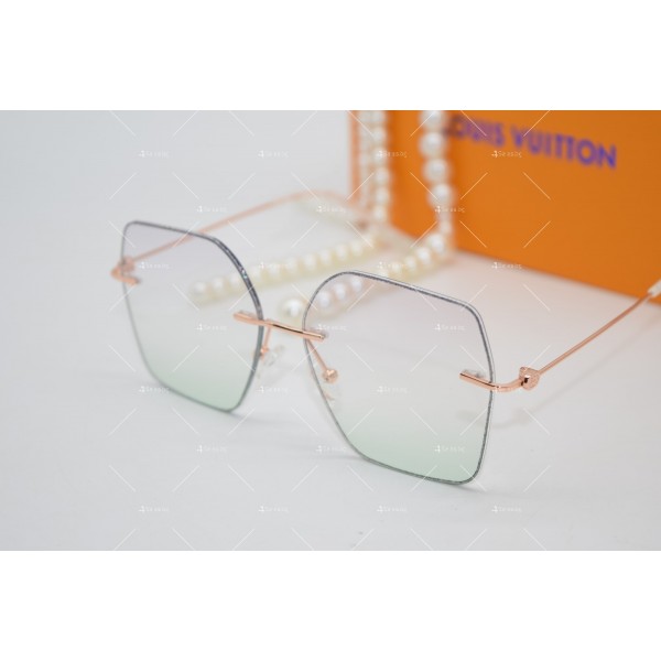 Дамски полигонални слънчеви очила без рамки с изглед с кристални гранули YJZ46 1