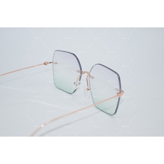 Дамски полигонални слънчеви очила без рамки с изглед с кристални гранули YJZ46