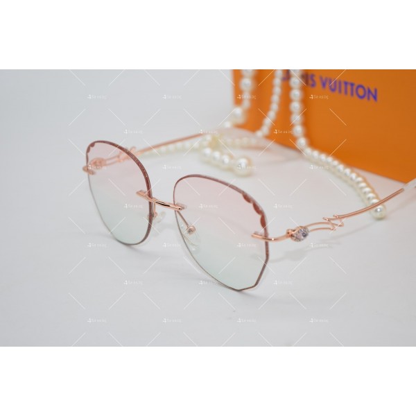 Дамски полигонални слънчеви очила без рамки с изглед с кристални гранули YJZ47 1