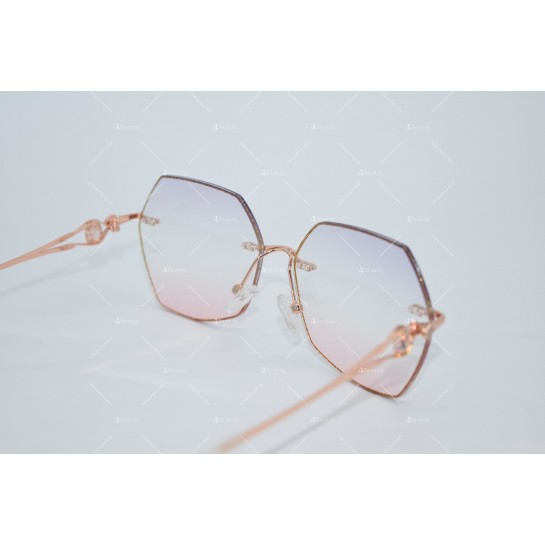 Дамски полигонални слънчеви очила без рамки с изглед с кристални гранули YJZ48