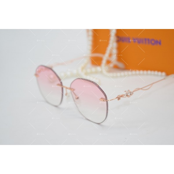 Дамски полигонални слънчеви очила без рамки с изглед с кристални гранули YJZ50 1