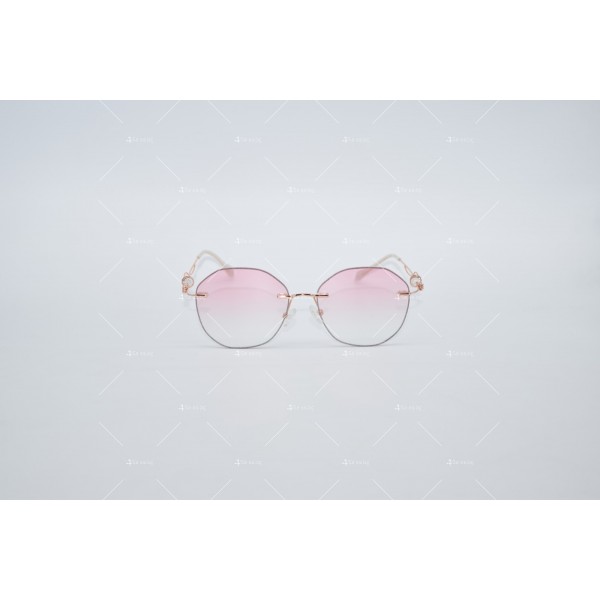 Дамски полигонални слънчеви очила без рамки с изглед с кристални гранули YJZ50 3