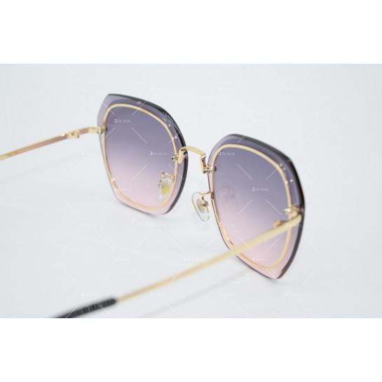 Дамски полигонални слънчеви очила без рамки с изглед с кристални гранули  YJZ51