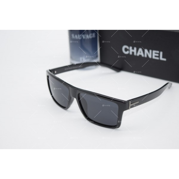 мъжки слънчеви очила от пластмасов материал с две сребърна линия отстрани YJZ62 1