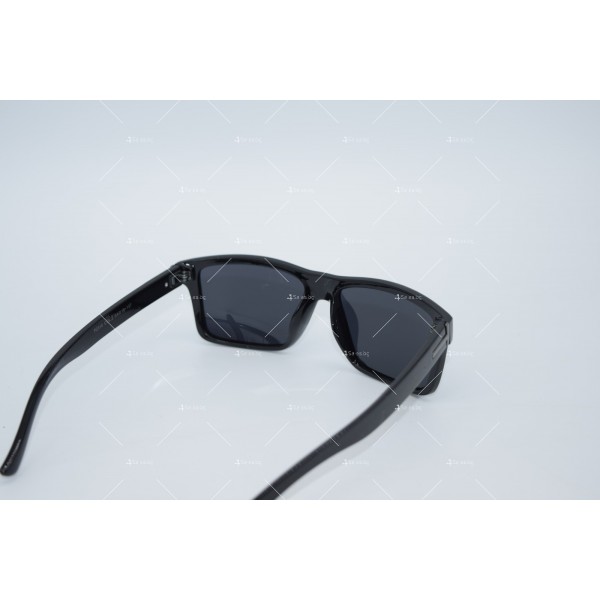 мъжки слънчеви очила от пластмасов материал с две сребърна линия отстрани YJZ62 3