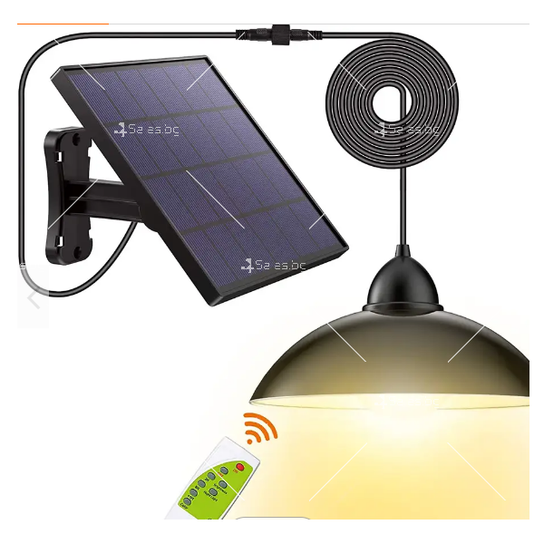 Соларна външна лампа с LED-осветление, широк соларен панел и дистанционно H LED73 1