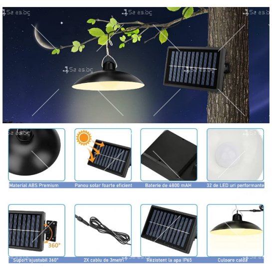 Соларна външна лампа с LED-осветление, широк соларен панел и дистанционно H LED73