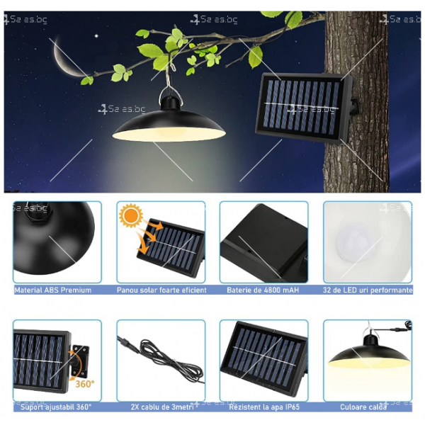 Соларна външна лампа с LED-осветление, широк соларен панел и дистанционно H LED73 7