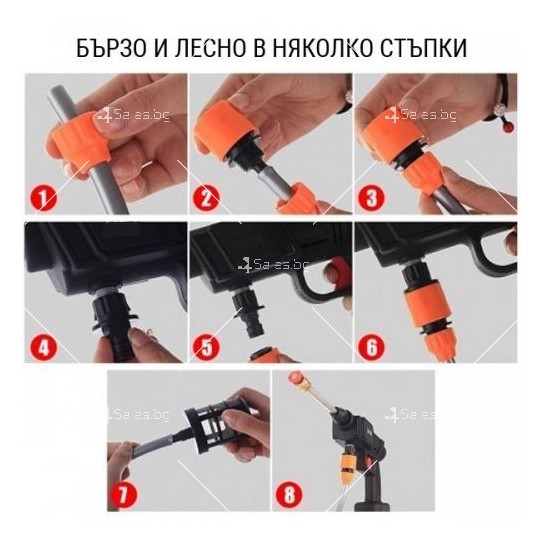Акумулаторна водоструйка 22 Бара, 1 бр. батерия 48V 8Ah, зарядно и аксесоари в TV1250-1