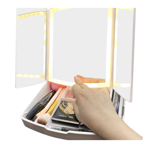 Мини LED огледало с органайзер за гримове TV1262